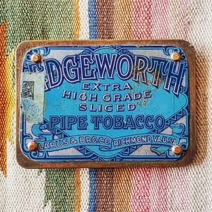 Upcycled vintage tobacco tin belt buckle